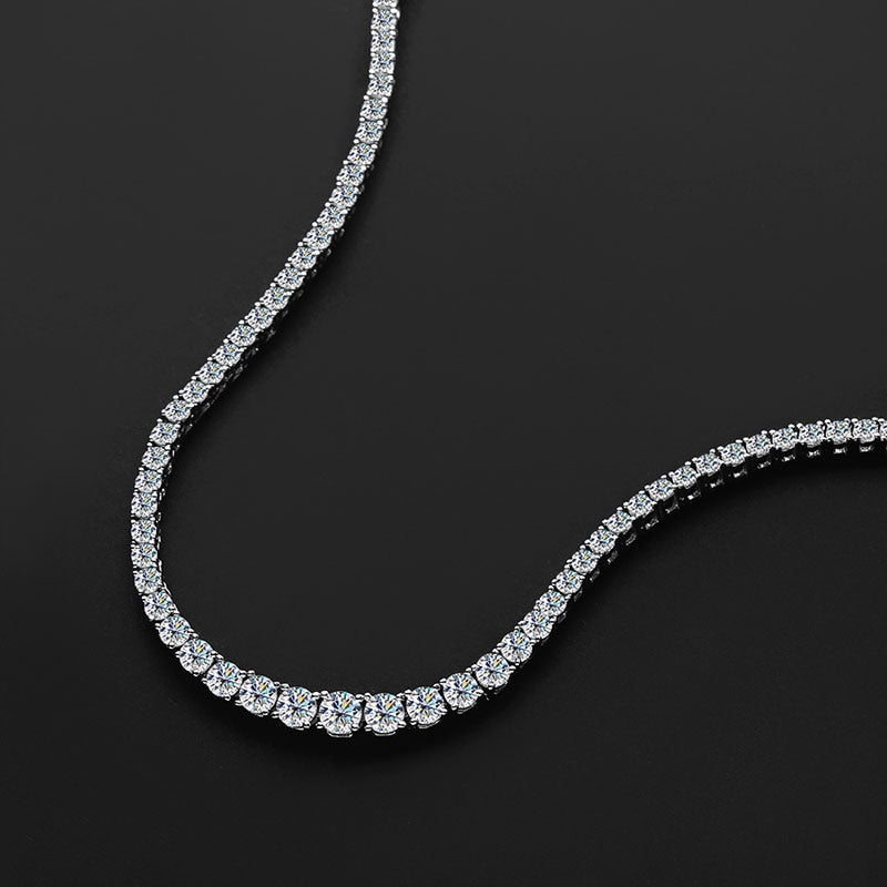 KNOBSPIN Moissanite Tennis Necklace for Woman Wedding Jewely with Certificate 925 Sterling Sliver Plated 18k White Gold Necklace