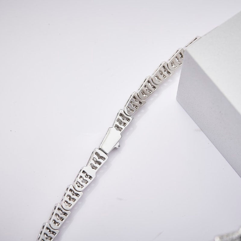 2022 New Sterling Silver Color Beautiful Double Row Diamond Narrow Snake Necklace Collar For Women Party Birthday Luxury Jewelry