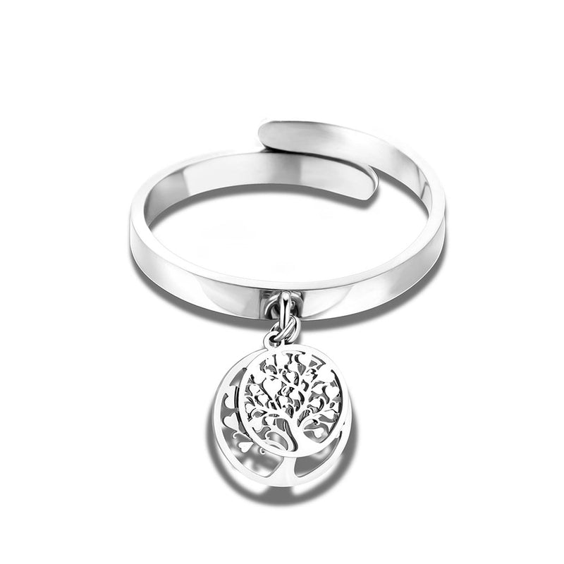 Adjustable Tree of Life Stainless Steel Rings for Women Fashion Silvery Gold Rings Engagement Jewelry Anillo 2022 Free Shipping