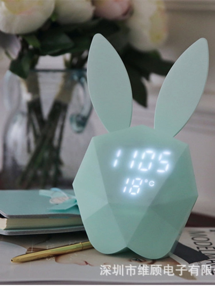 Music Led Digital Alarm Clock Temperature Creativity Charging Night Lights for Kids Rooms Smart Desktop Ornaments Cute Cartoon B