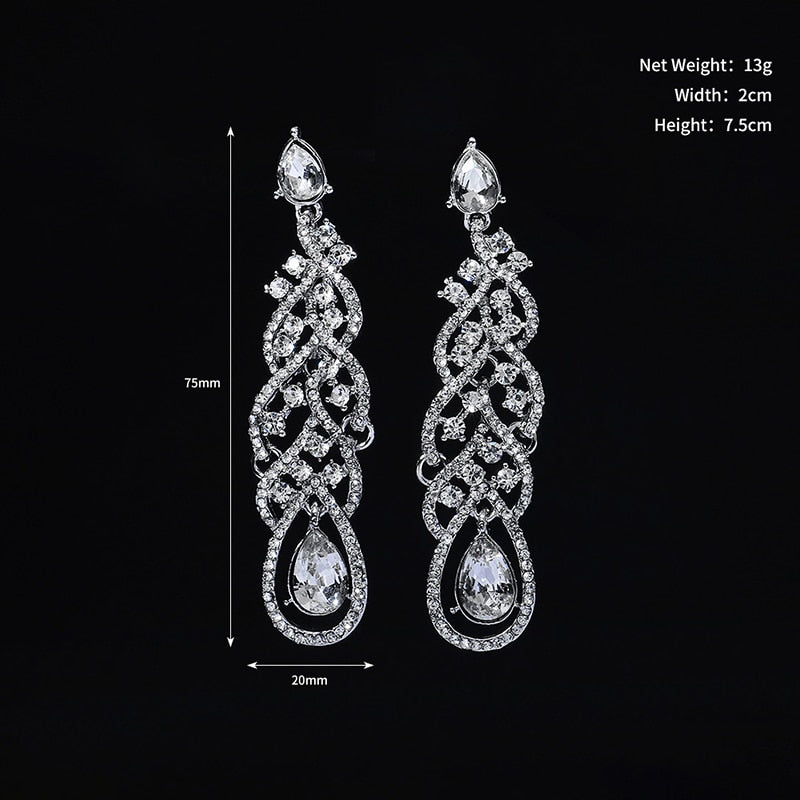 Miallo Fashion Austrian Crystal Alloy Bridal Long Earrings for Women Wedding Big Earrings for Bride Bridesmaids