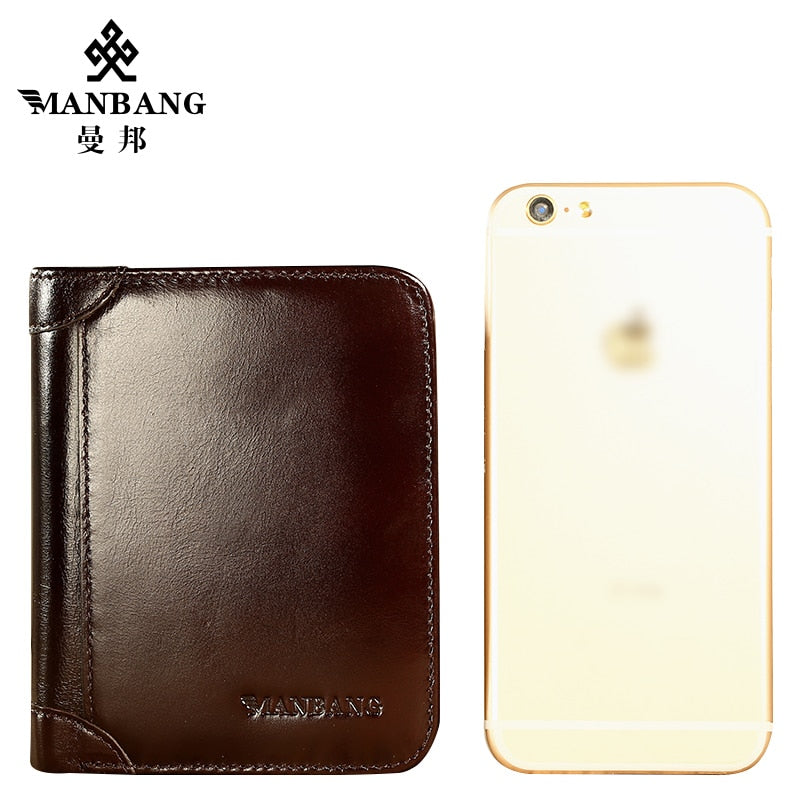 ManBang Classic Style Wallet Genuine Leather Men Wallets Short Male Purse Card Holder Wallet Men Fashion High Quality