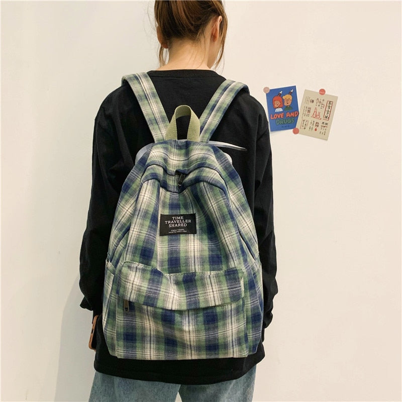 Fashion Plaid Canvas Women&