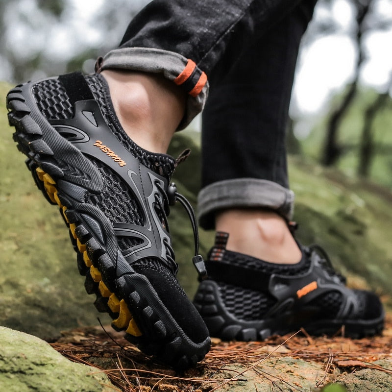 Mens Mountain Trekking Shoes Summer Mesh Breathable Men Hiking Shoes Outdoor Men Sneakers Men Sport Shoes Quick-dry Water Shoes