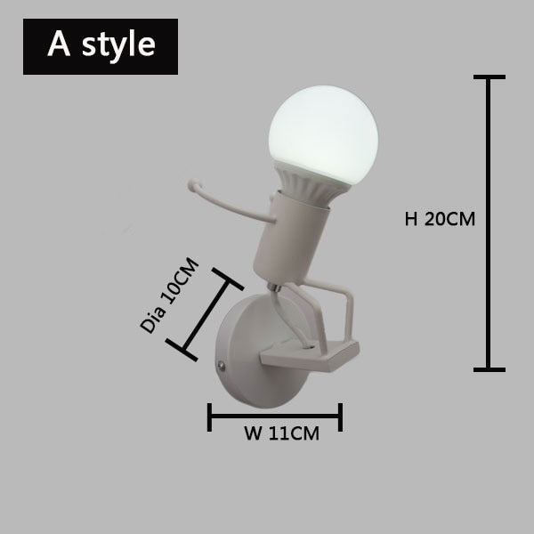 simplicity matchstick man Cartoon wall light Children's room kitchen dining room bed room foyer study balcony aisle Wall Lamp