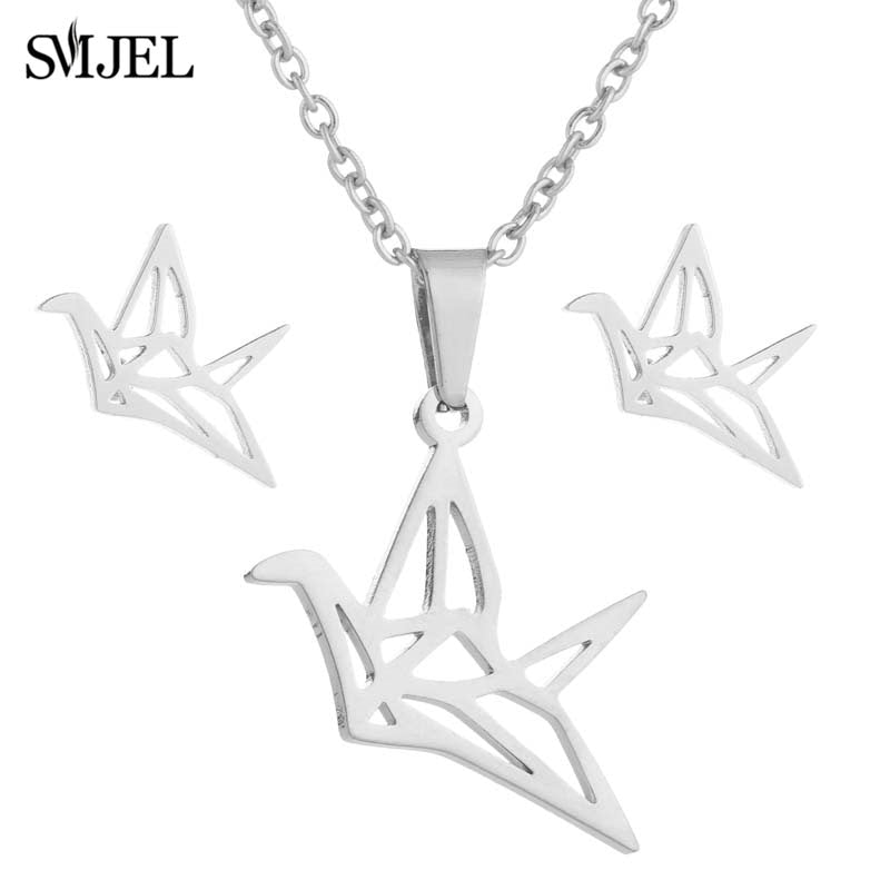 SMJEL Stainless Steel Necklaces for Women Jewelry Mini Animal Rabbit Necklace Heart Beat Dog Paw Print Collier Femme Wholesale