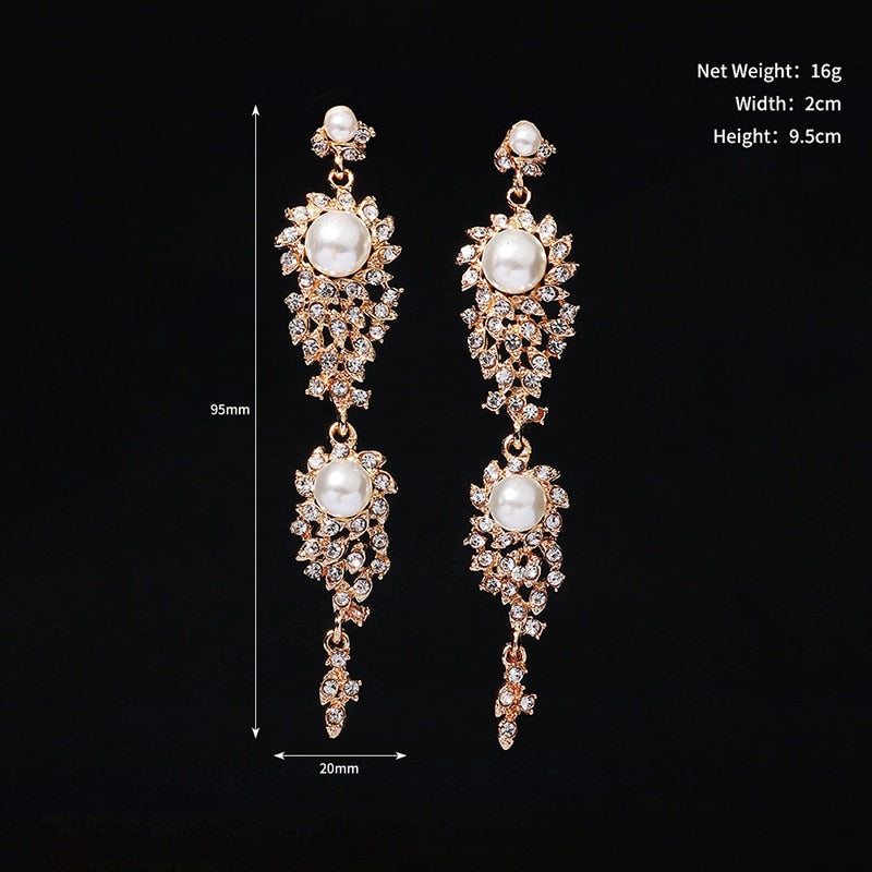 Miallo Fashion Austrian Crystal Alloy Bridal Long Earrings for Women Wedding Big Earrings for Bride Bridesmaids