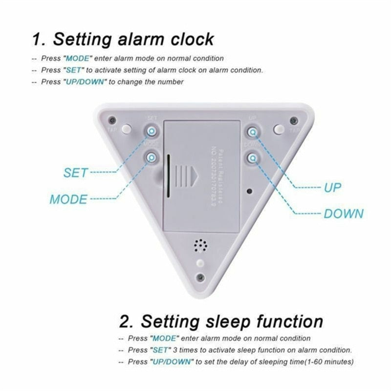 Pyramid LCD Alarm Table Clock Thermometer Digital Table Clock 7 Colors Backlight Changeable Led Clock Home Night Light