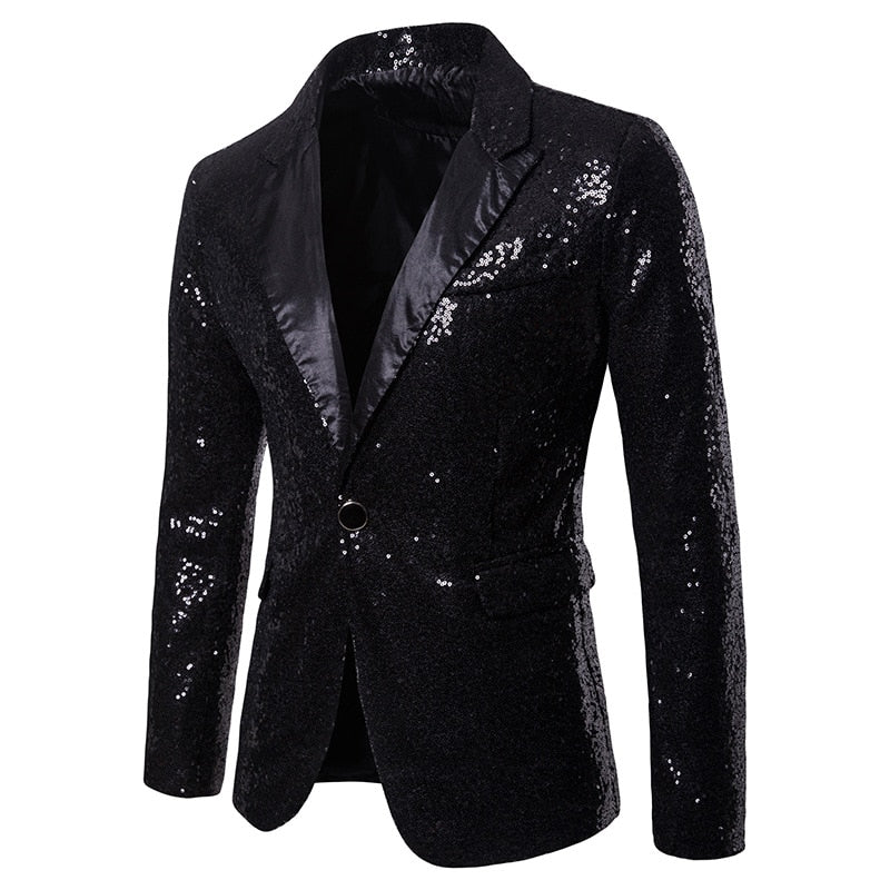 Formal Men Glitters Suit Jackets Sequins Party Button Dance Bling Coats Wedding Party Men Blazer Gentleman Formal Suit