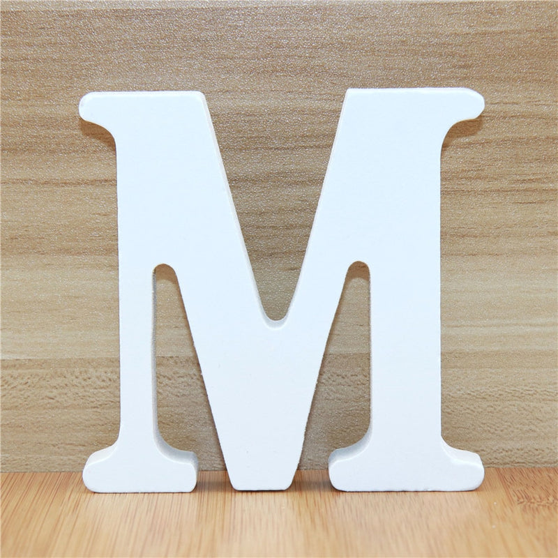 1pc 10CM Wood Wooden Letters White Alphabet Wedding Birthday Party Diy Home Decorations Personalised Name Design 3.94 Inches