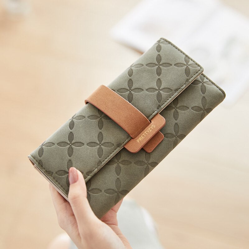 Brand 2020 Designer Flower Long Wallet Women PU Leather Female Wallets Purse Carteira Hand Bag Fashion Trifold Clutches