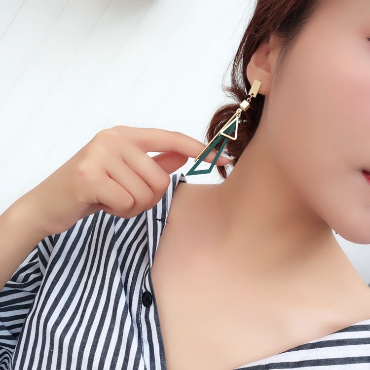 2020 Korean Long Statement Geometric Triangle Tassel Dangle Drop Earrings For Women Earrings Fashion Jewelry Oorbellen Brincos