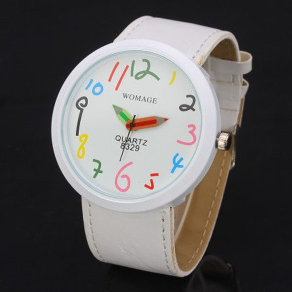 Womage Fashion Creative Pencil Needle Watches Women Large Face Watches Leather Band Quartz Wristwatches Bulk Items Wholesale