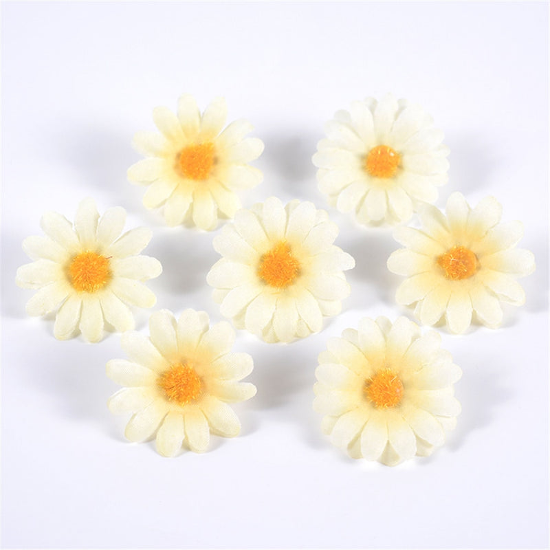 50pcs Artificial Sunflower Flowers Faux Daisy Flower Head Wedding Decorations DIY Floral Design Craft Supplies Home Party Decor