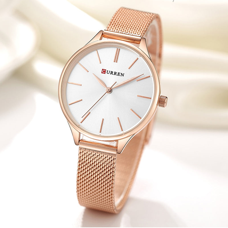 CURREN Simple Watches Hot Sale Wristwatches Women brand Fashion Dress Ladies Bracelet Watch Rose Gold Clock Gifts