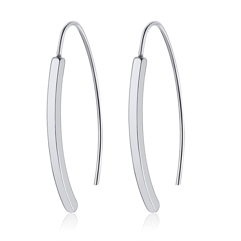 Vnox Simple Line Earrings for Women Minimalist Stainless Steel Lady Earrings