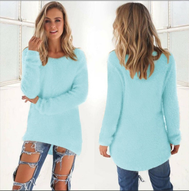 Super Soft And Comfortable Self-Cultivation Solid Color O Neck Pullover Women&