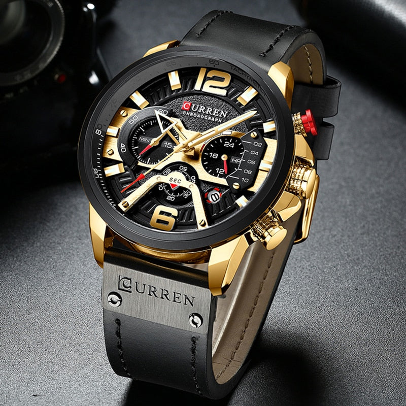 CURREN Casual Sport Watches for Men Top Brand Luxury Military Leather Wrist Watch Man Clock Fashion Chronograph Wristwatch