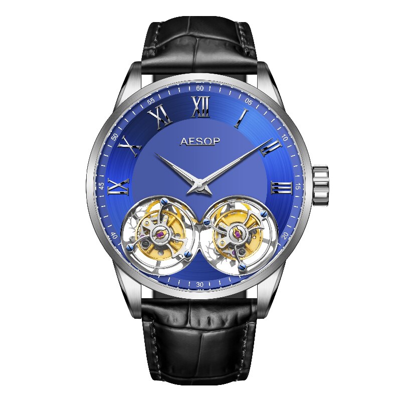 AESOP AAA++ Real Double Tourbillon Movement Men&#39;s Mechanical Watches Original Brand Men&#39;s Watch Luxury Sapphire Waterproof Clock