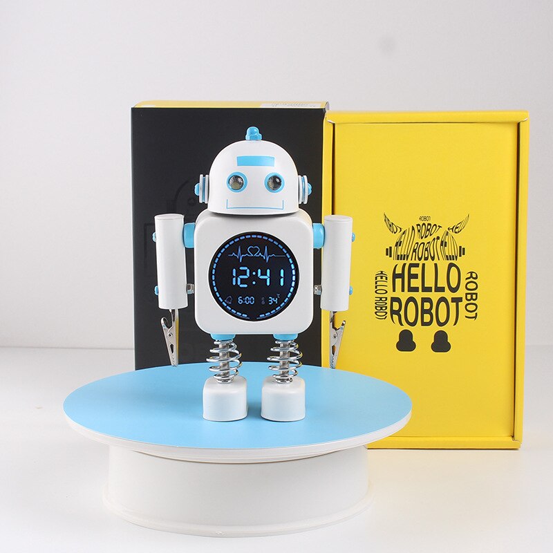 Creative Children Cartoon Robot Alarm Clocks Student Personal Mute Metal Making Table Alarm Clocks Children Christmas Gift