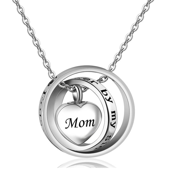 No Longer By My Side,Forever In My Heart Cremation Jewelry Stainless Steel Heart Urn Necklace Ashes For Human/Pet