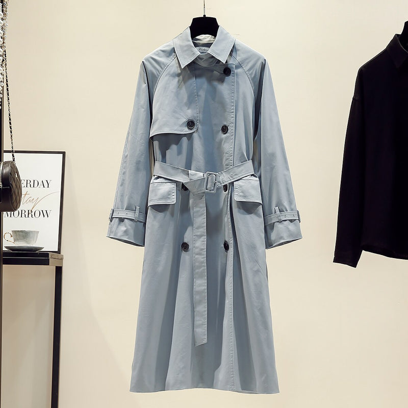 UK Brand new Fashion 2022 Fall /Autumn Casual Double breasted Simple Classic Long Trench coat with belt Chic Female windbreaker