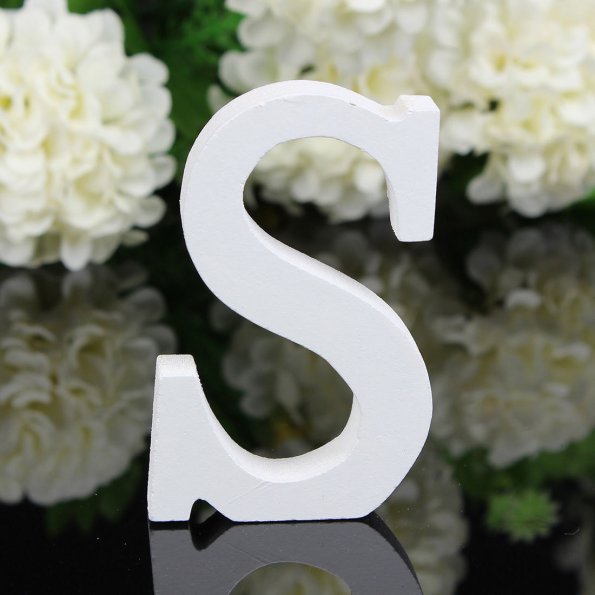 White Wooden Letter English Alphabet DIY Personalised Name Design Art Craft Free Standing Heart Wedding Home Decor