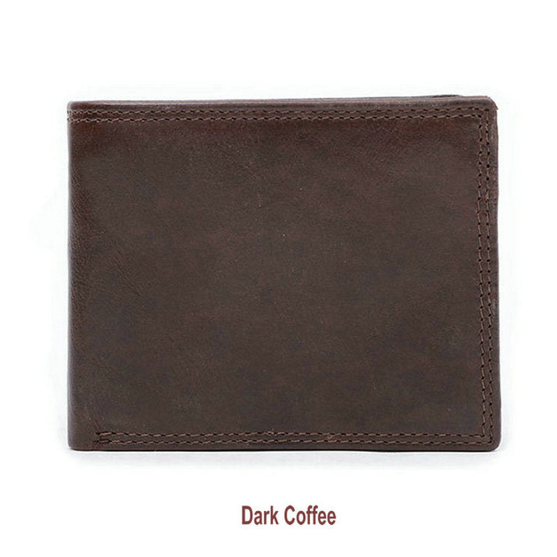 GENODERN Cow Leather Men Wallets with Coin Pocket Vintage Male Purse RFID Blocking Genuine Leather Men Wallet with Card Holders