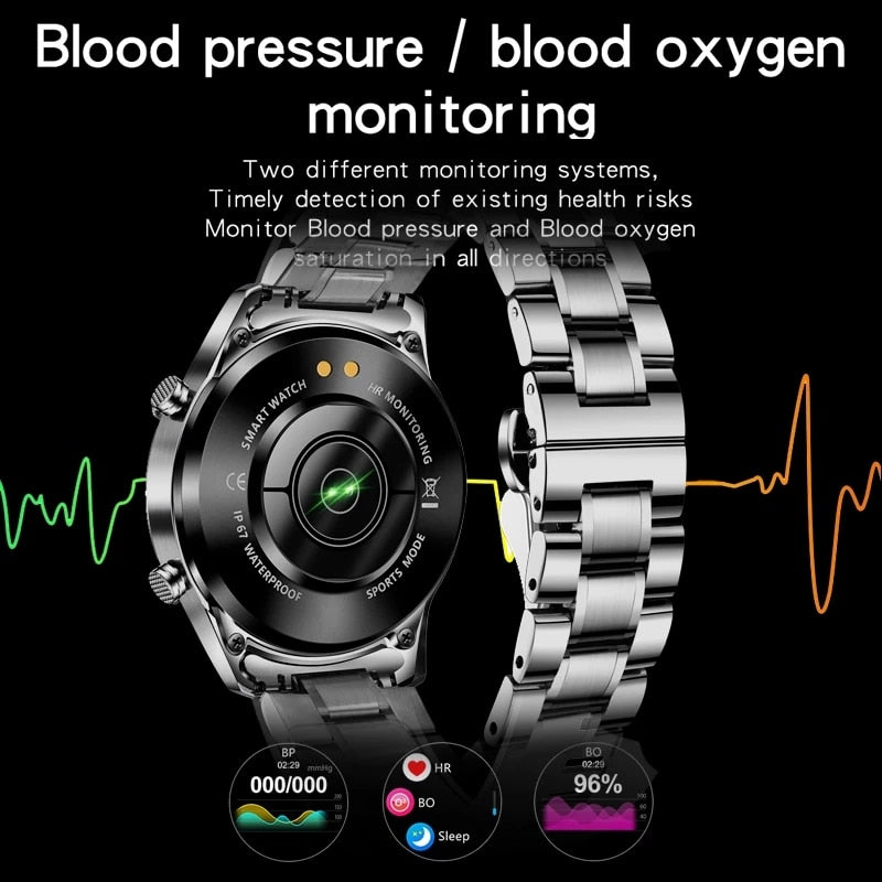 LIGE 2022 Full Circle Touch Screen Steel Band Luxury Bluetooth Call Men Smart Watch Waterproof Sport Activity Fitness Watch+Box