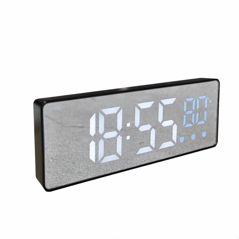 LED Digital Alarm Clock Snooze Temperature Date Display USB Desktop Strip Mirror LED Clocks for Living Room Decoration