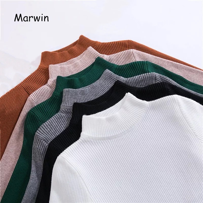 Marwin New-coming Autumn Winter Top Pull Femme Turtleneck Pullovers Sweaters Long Sleeve Slim Oversize Korean Women&