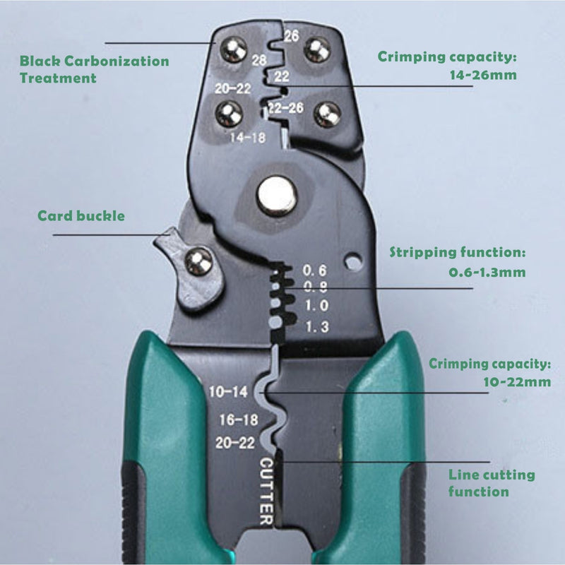 Tuosen Wire Stripper Multi-Function Pliers Terminal Manual Crimping Pliers Hardware Tool Wire Stripper Multi Specifit