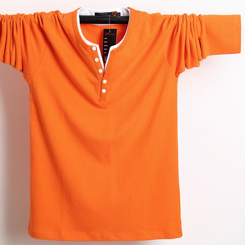 2022 Autumn Men T Shirt Button Big Tall Cotton Long Sleeve T Shirts Men Big Size Casual T-Shirt Solid 5xl 6xl Fit Tee Top Male