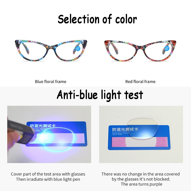 Seemfly Ladies Floral Reading Glasses Fashion Printing Clear Presbyopia Eyeglasses Glassware With Degree +1 +1.5 +2 +2.5 +4