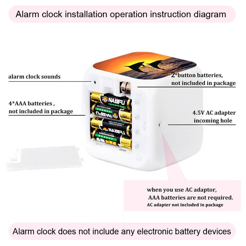 Cute Marie Cat Alarm Clock 7 Color Glowing LED Digital Clock Kids Room Touch Sensing Small Night Lamp Desk Clock Gift For Child