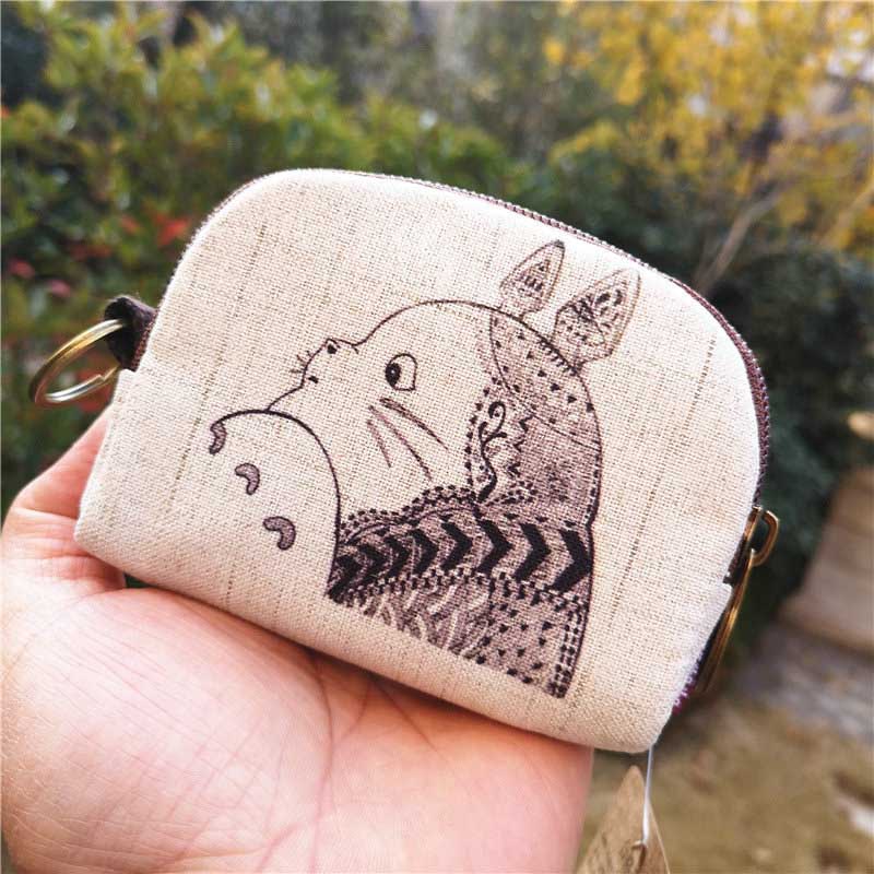 Cute Totoro Canvas Coin Purse Shell Wallet Fashion Giraffe Animals Key Pouch Bag creative Mini Change Purses Wallets For Gift