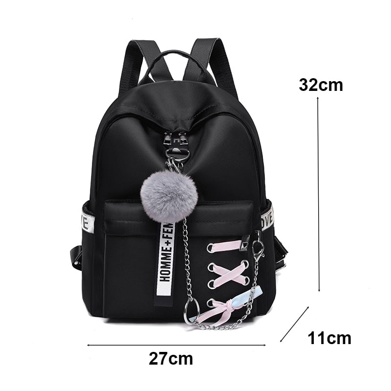 Toposhine Chain Women backpack Ribbons Ladies School Bag 5 Color Girls Straps Small Shoulder Bag Female Travel Soft Backpacks