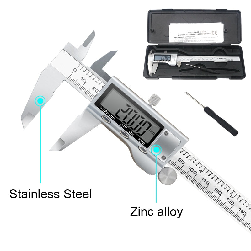 Digital Vernier Caliper 6 Inch 150mm Stainless Steel Electronic Metal Caliper Micrometer Depth Measuring Tools