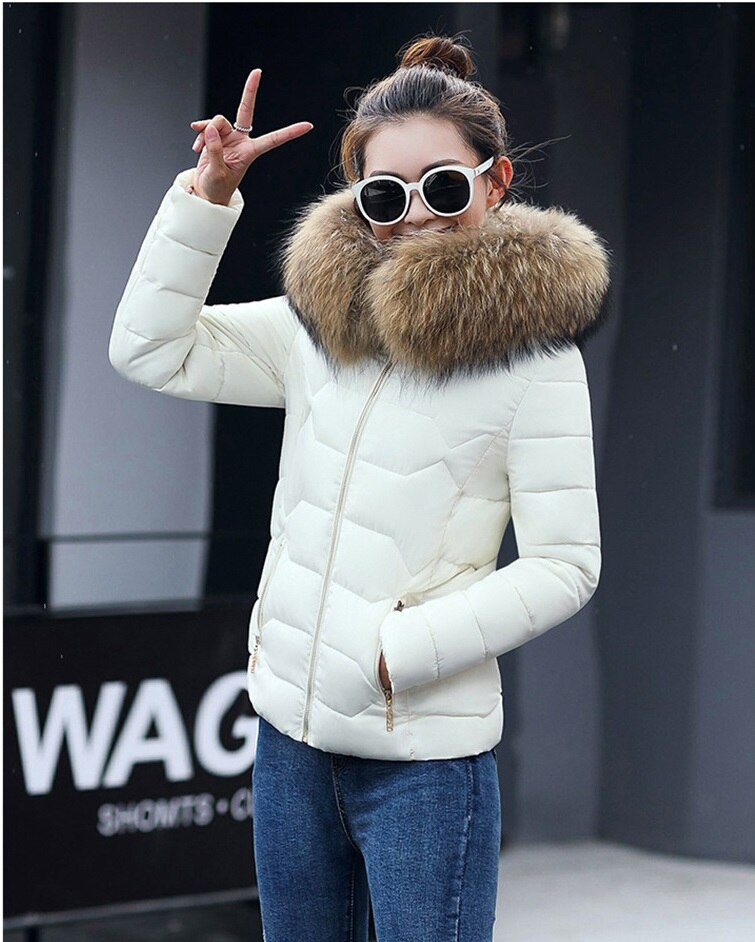 2022 New Women Winter Coat Fake Fur Collar Woman's Parka Short Outwear Warm Down Cotton Jacket Winter Jackets Female Coat Trend