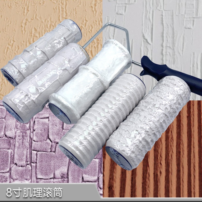 2pcs Paint Roller Decorative Patterned Wall Painting Tools Rubber Protection Stamp Polyurethane Textured Pottery Wheel