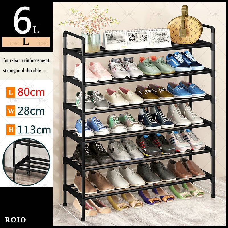 Simple Shoe Rack Metal Shoe Shelf Footwear Shoe Rack Living Room Space Saving Shoes Organizer Stand Holder Black Shoe Shelf