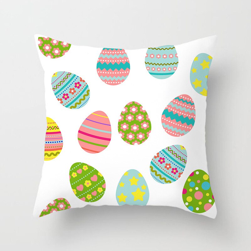 Happy Easter Pillowcase Easter Decorations For Home Party Sofa Pillow Case Rabbit Bunny Eggs Pillow Cover 45*45CM