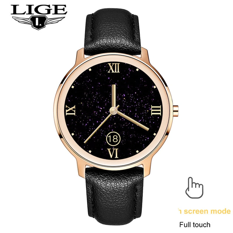 LIGE New Smart watch Ladies Full Touch Screen Sports Fitness watch IP67 waterproof Bluetooth For Android iOS  Ladies Smart watch