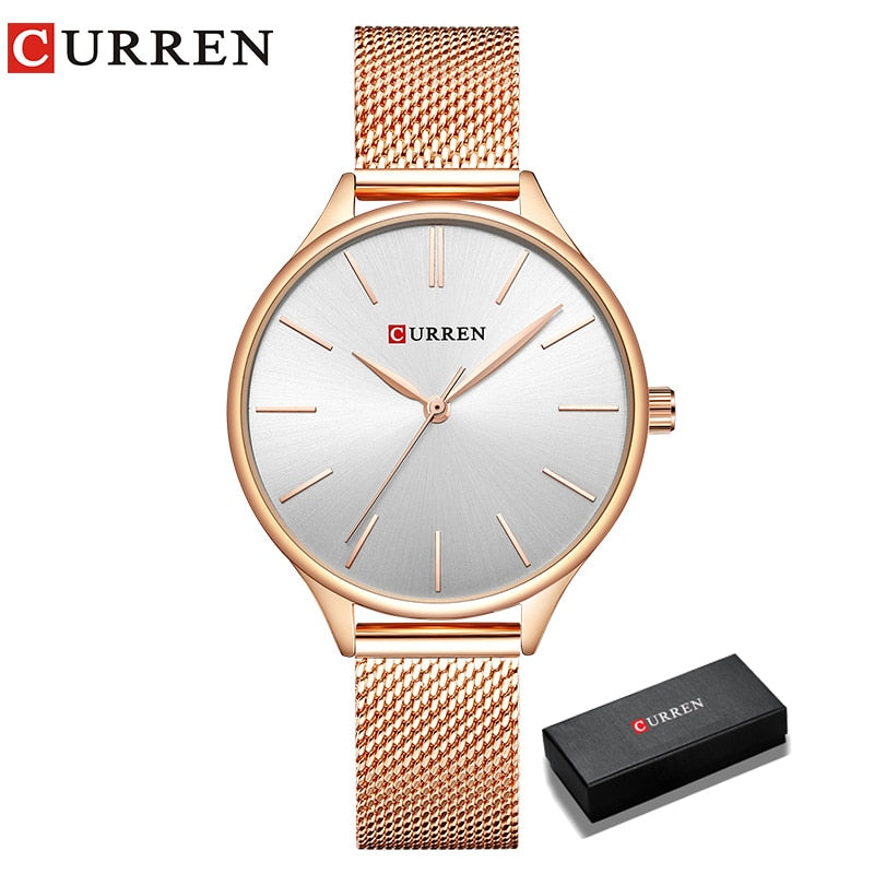 CURREN Simple Watches Hot Sale Wristwatches Women brand Fashion Dress Ladies Bracelet Watch Rose Gold Clock Gifts