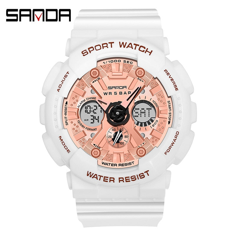 SANDA Women Men Watch Sports Dual Display 50M Waterproof Wrist Watch For Male Female Clock relogio feminino High Quality 2022