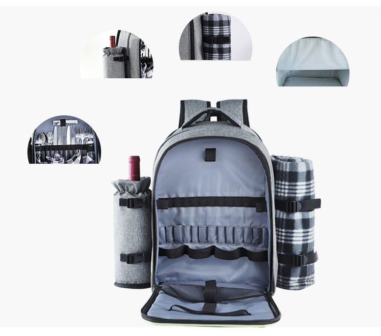 Picnic Backpack Basket Portable Cooler Insulated Fridge Box Travel Lunch BBQ Camping Thermal Outdoor Picnic Bag Waterproof