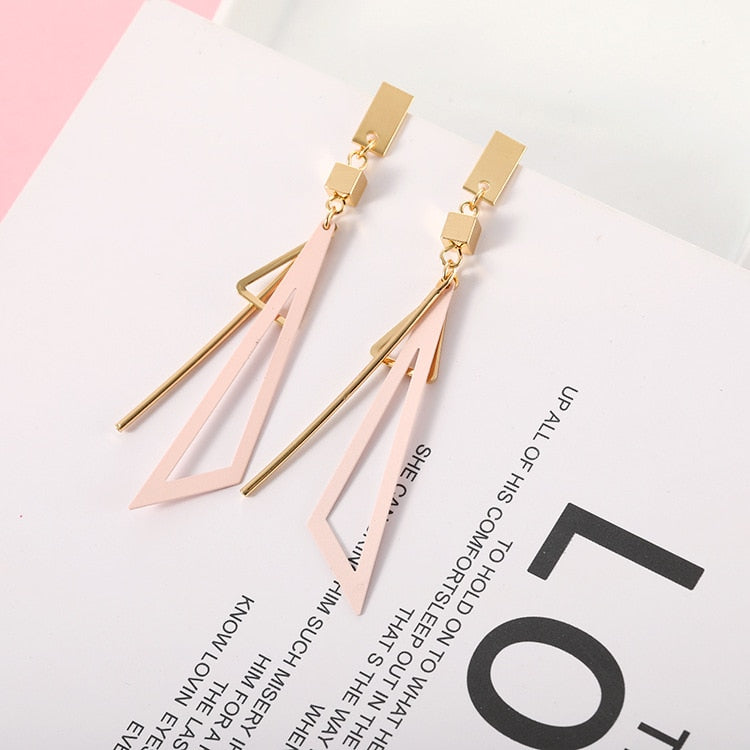 2020 Korean Long Statement Geometric Triangle Tassel Dangle Drop Earrings For Women Earrings Fashion Jewelry Oorbellen Brincos