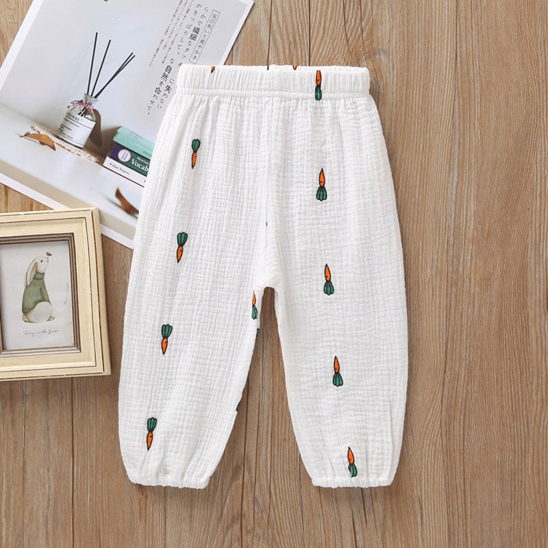 New 2-7y 2022 Summer Solid Color Linen Pleated Children Ankle-length Pants for Baby Boys Pants Harem Pants for Kids Child