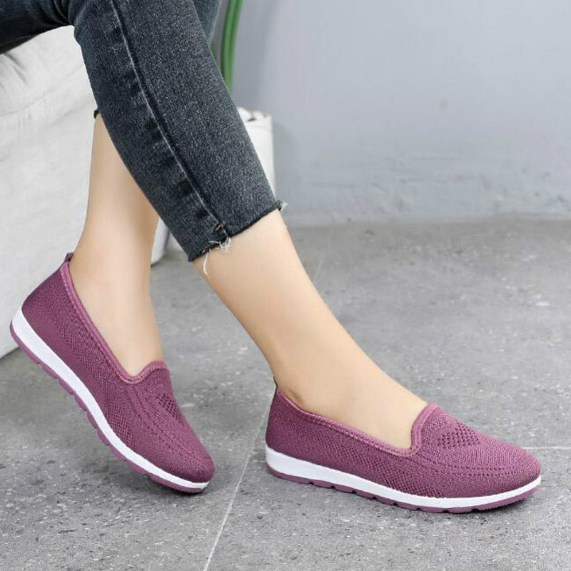 Mothers shoes, fabric loafers for women, casual sneakers for spring and summer, flat heels, breathable flat shoes