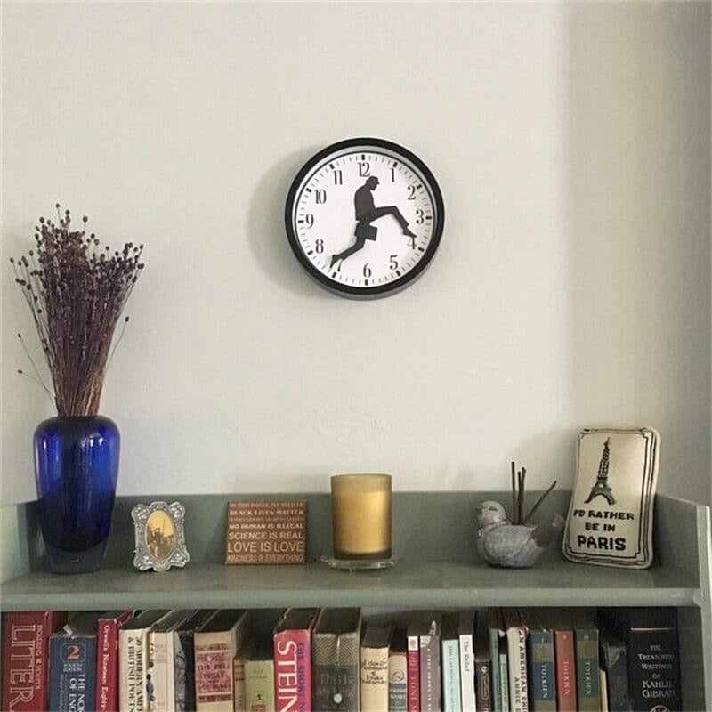 Monty Python Inspired Silly Walk Wall Clock Creative Silent Mute Clock Wall Art for Home Living Room Decor
